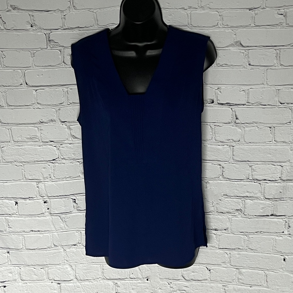 Derek Lam Midnight Blue V-Neck Blouse - Picture 1 of 4
